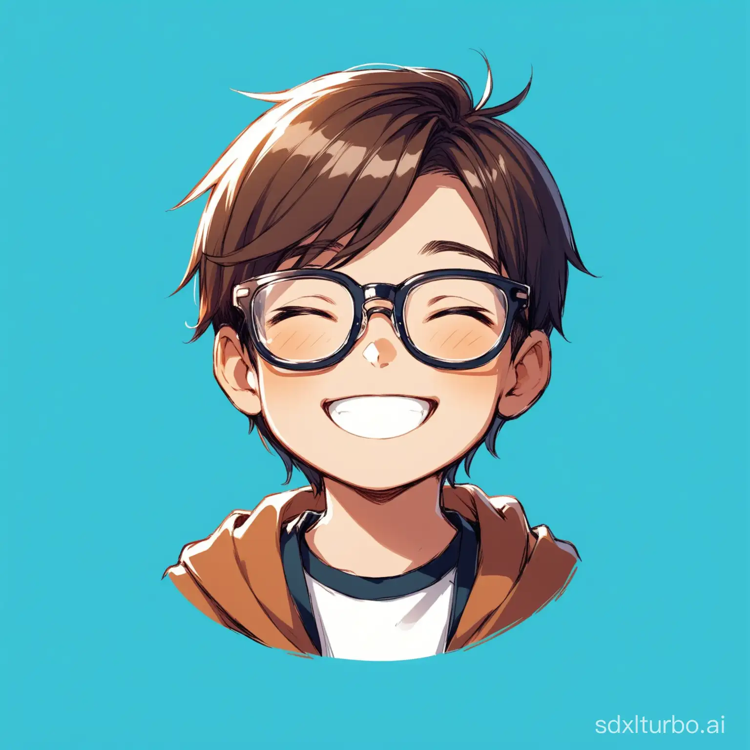 Happy boy with glasses against a blue background