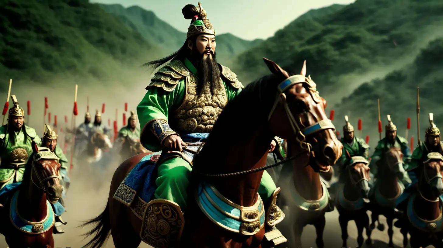 Guan Yu Riding on Horse Epic Scene from Romance of the Three Kingdoms Cinematic