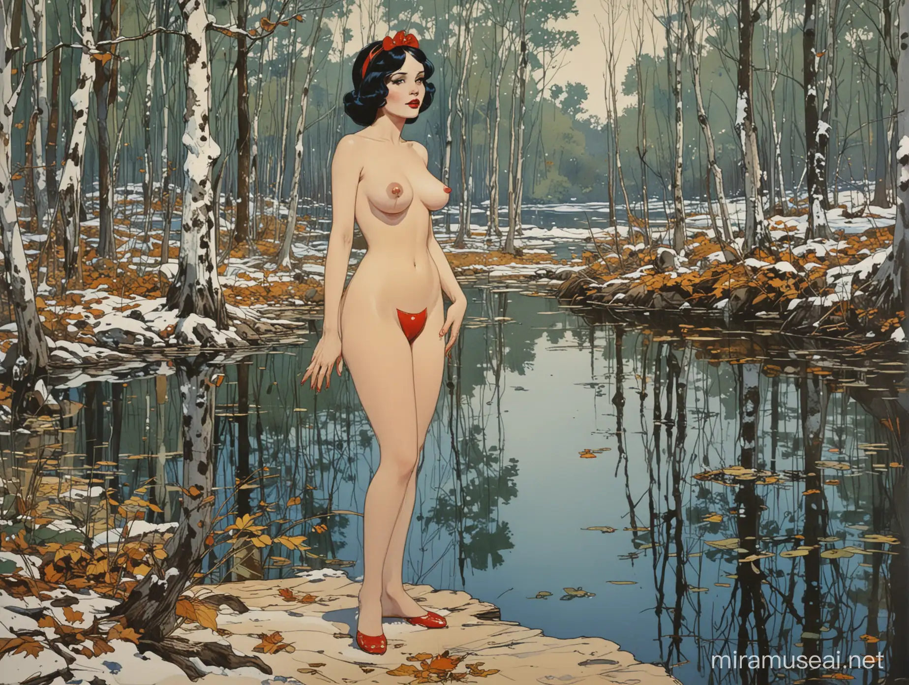 Biancaneve in the woods by a lake, Leone Frollo