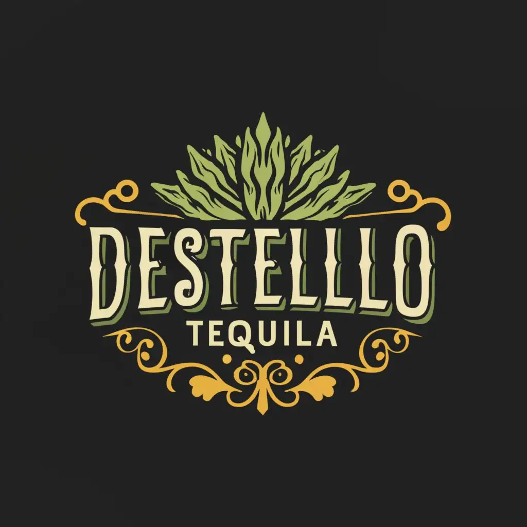logo, """
Mexican Distillery agave


", with the text "Destello Tequila", typography