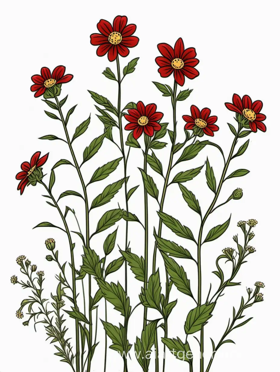 Elegant-Red-Wildflower-Cluster-in-Detailed-Botanical-Line-Art-4K-HighQuality-Image