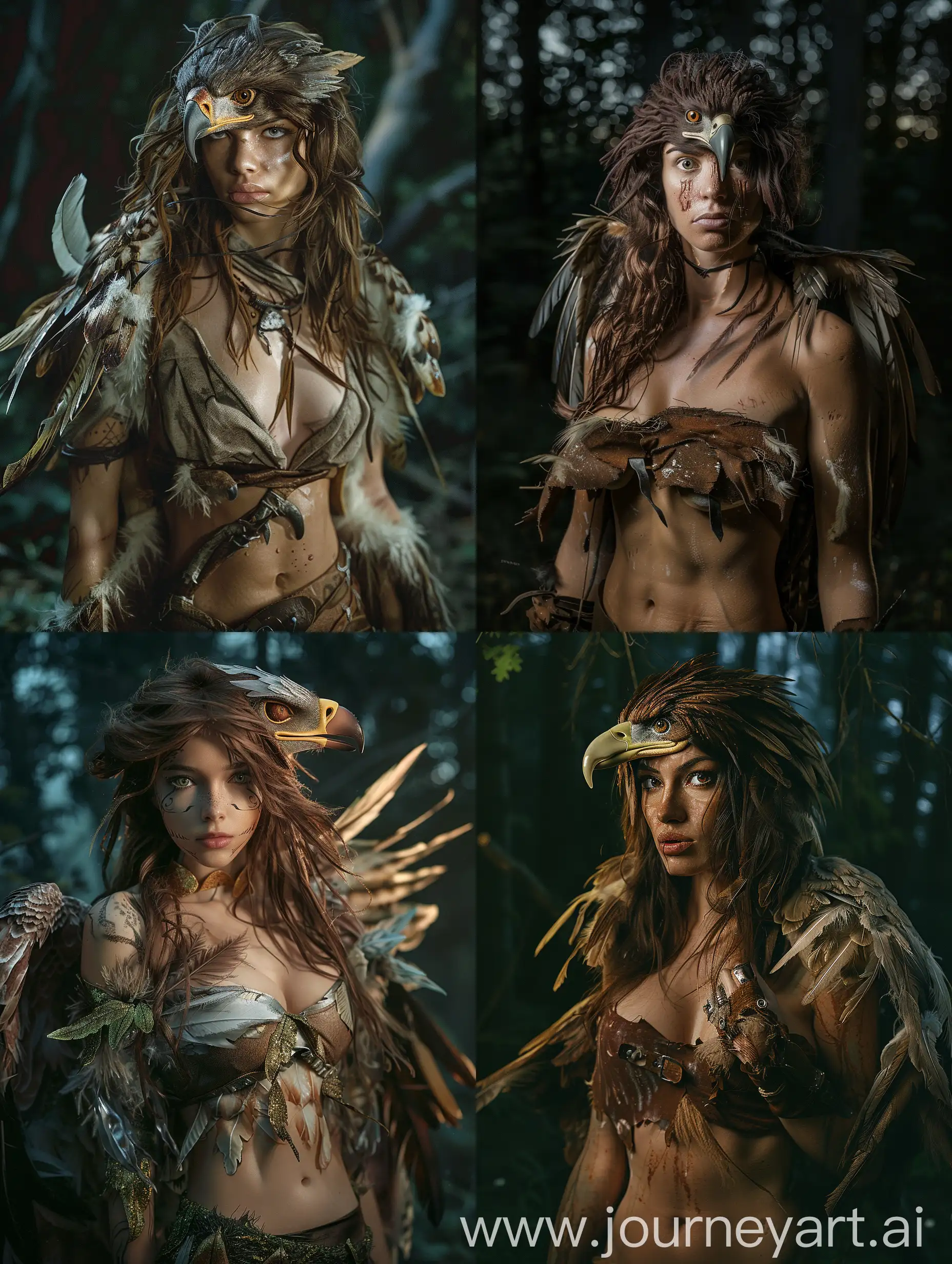 Enchanting-EagleWoman-in-Night-Forest