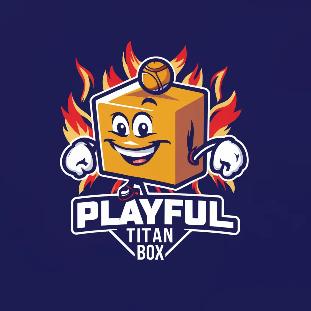 a logo design,with the text "playful titan box", main symbol:kids box multiple sports,Moderate,clear background