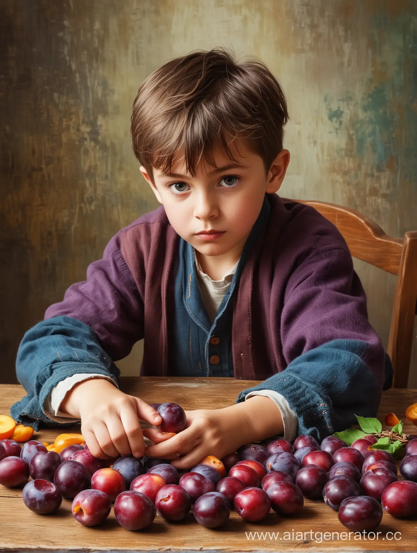 Mischievous-Boy-Stealing-Plums-Vibrant-and-Playful-Scene