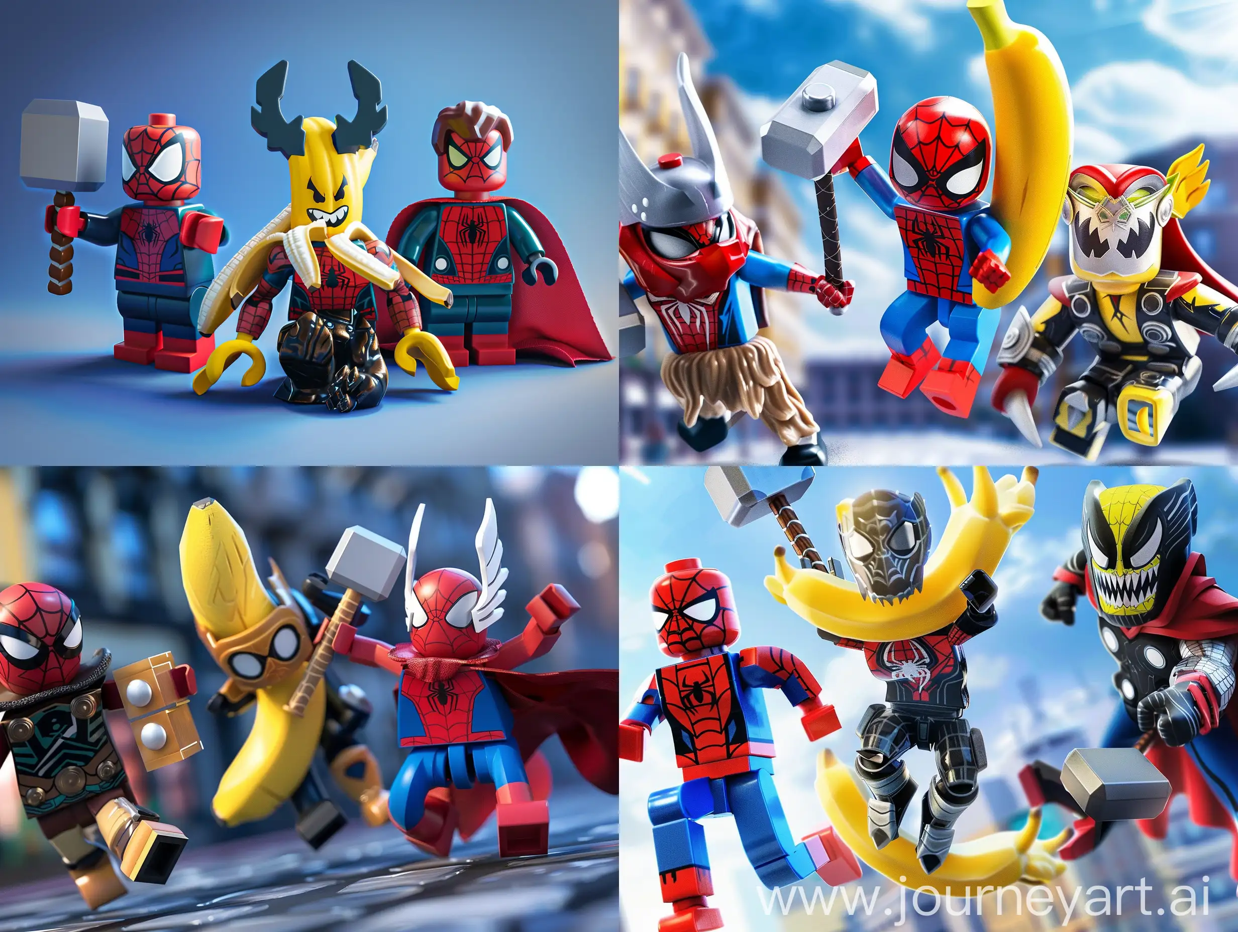 Super Heroes tycoon roblox Thor, spider-man, venom, banana as a hero with hands and legs