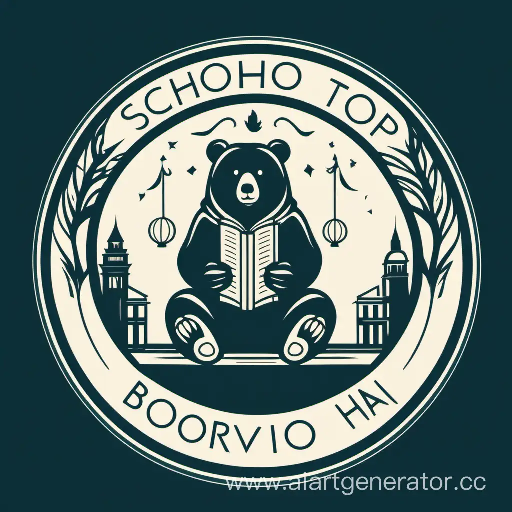 Stylized-Bear-Emblem-Symbolizing-Strength-and-Wisdom-for-School-Number-One-in-Borovichi