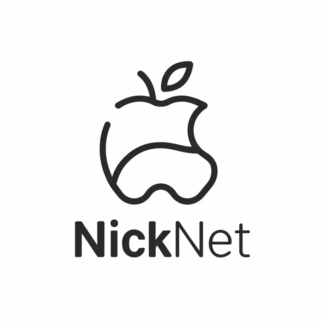 a logo design,with the text "NICKNET", main symbol:an apple,Minimalistic,be used in Technology industry,clear background