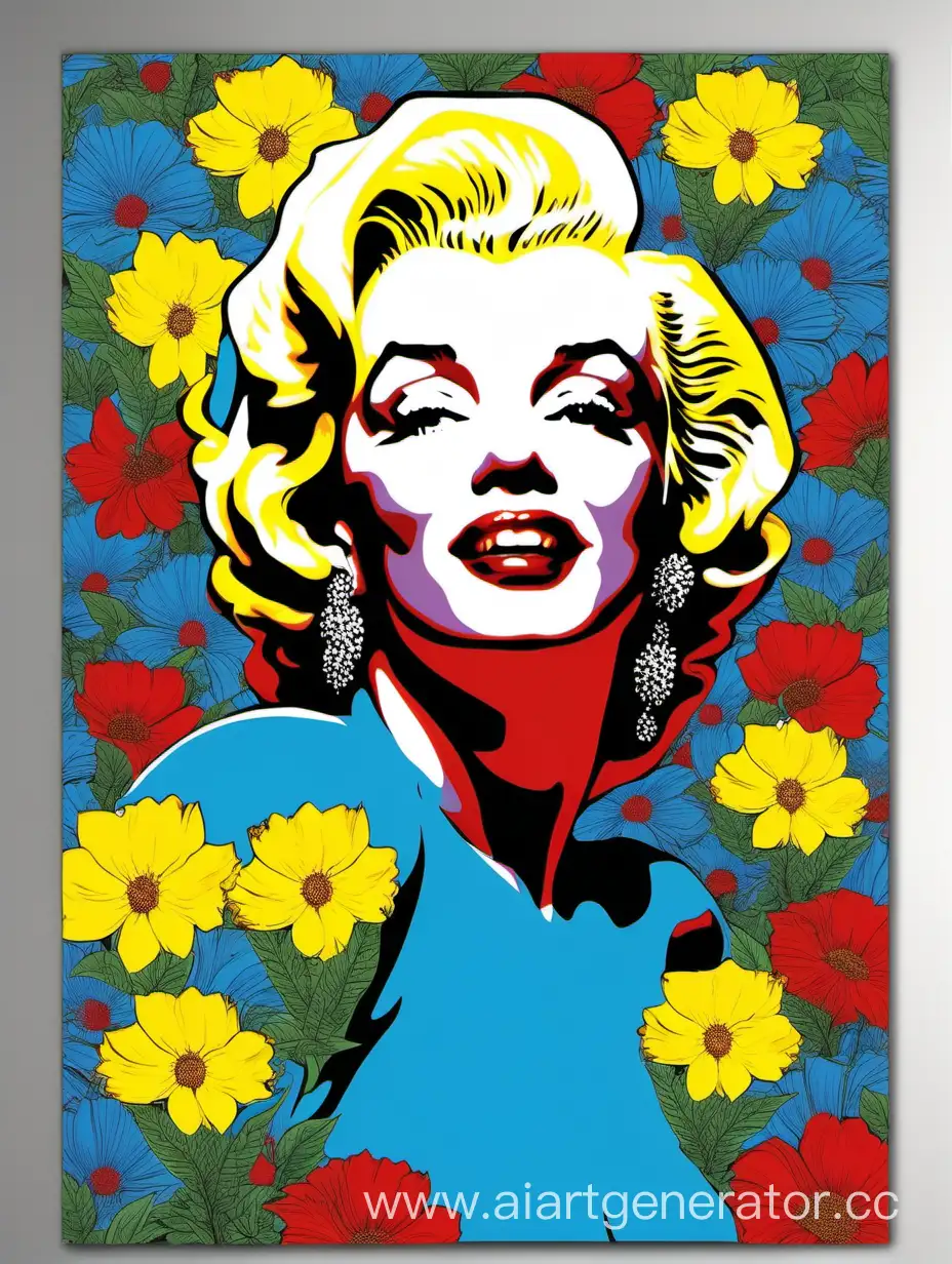 Marilyn-Monroe-Surrounded-by-Vibrant-Flower-Bouquet