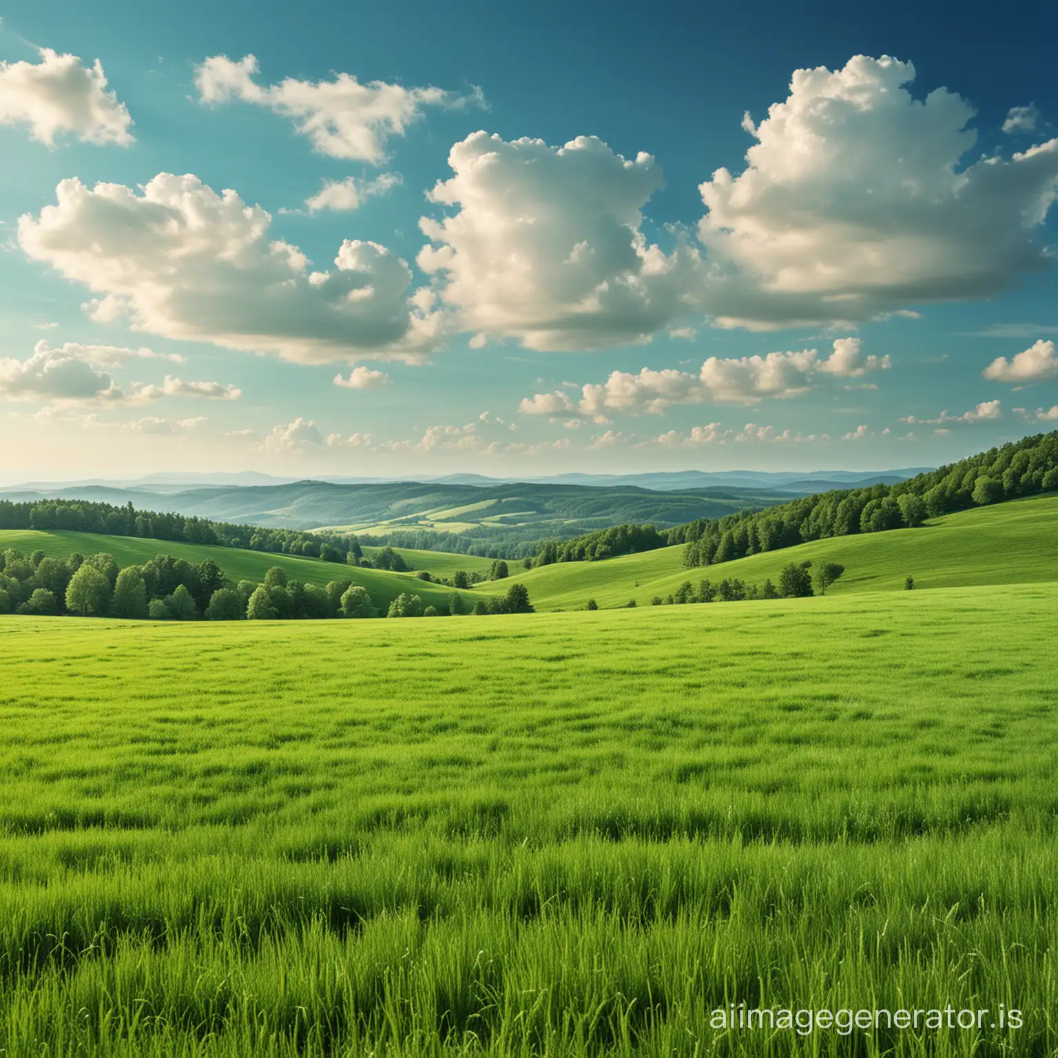 Serenity-of-Nature-Lush-Green-Field-Tranquil-Forest-and-Azure-Sky-Perfect-Web-Banner-Background