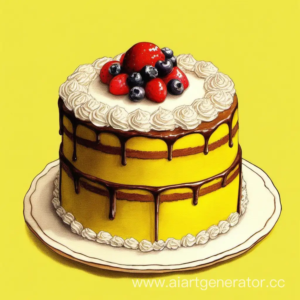 Vibrant-Yellow-Cake-on-a-Sunny-Background