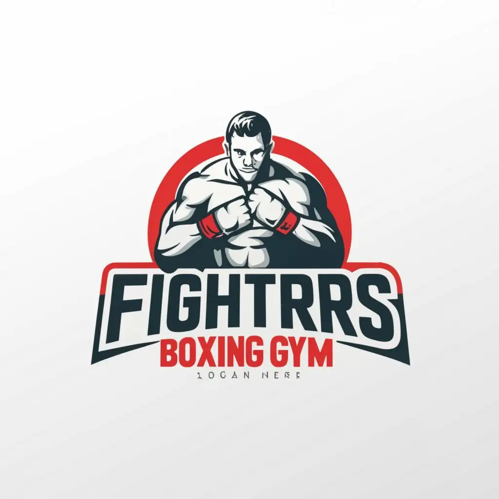 a logo design,with the text "Fighters Boxing Gym", main symbol:Gladiators boxing,Minimalistic,be used in Sports Fitness industry,clear background, keep the logo the same but write the text "Fighters" correctly