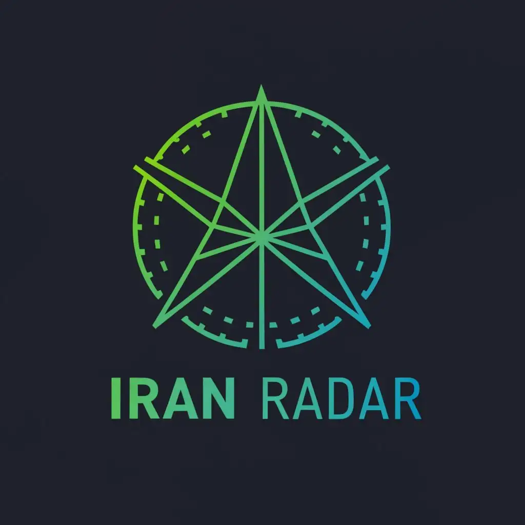 a logo design,with the text "Iran Radar", main symbol:SHAPE AND STAR,Minimalistic,be used in Internet industry,clear background