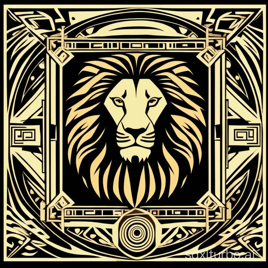 PNG Image with lion and rectangle design