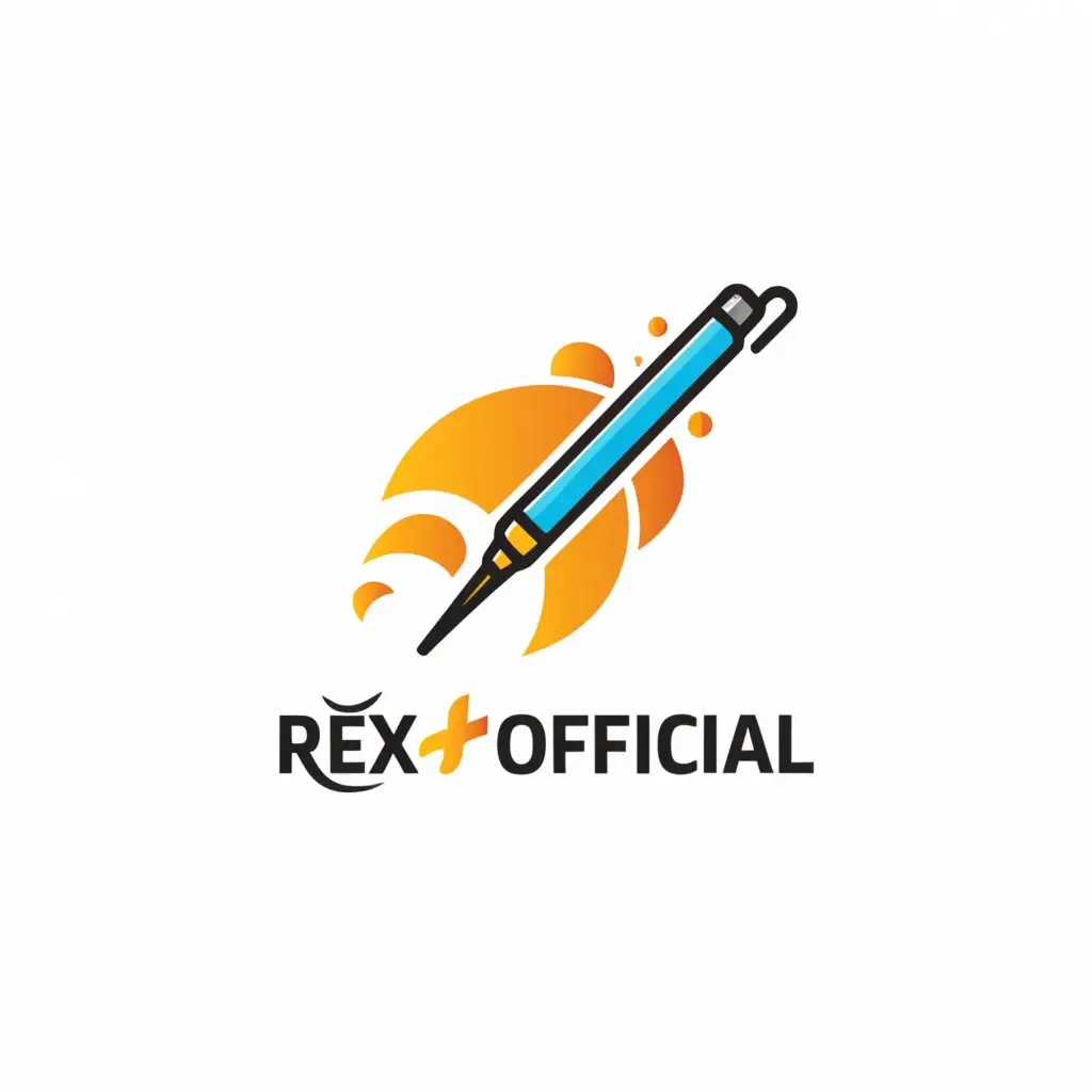 a logo design,with the text "REX OFFICIAL", main symbol:Boom pen,Moderate,be used in Education industry,clear background