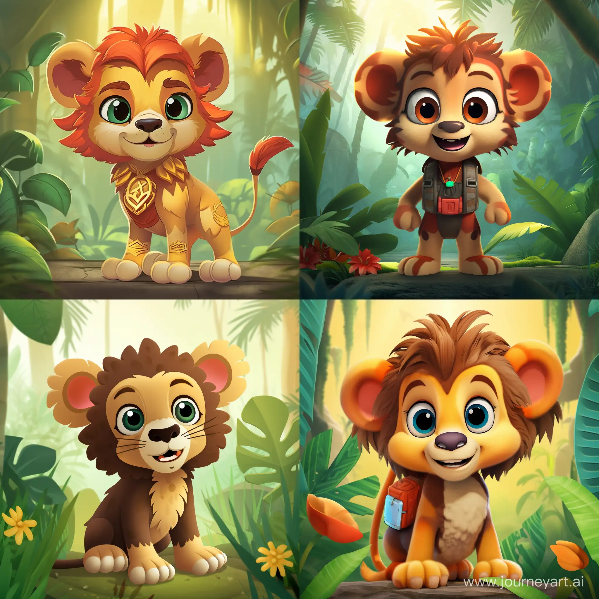 Adorable-Cartoon-Superhero-Lion-Roaming-Amazon-Forest