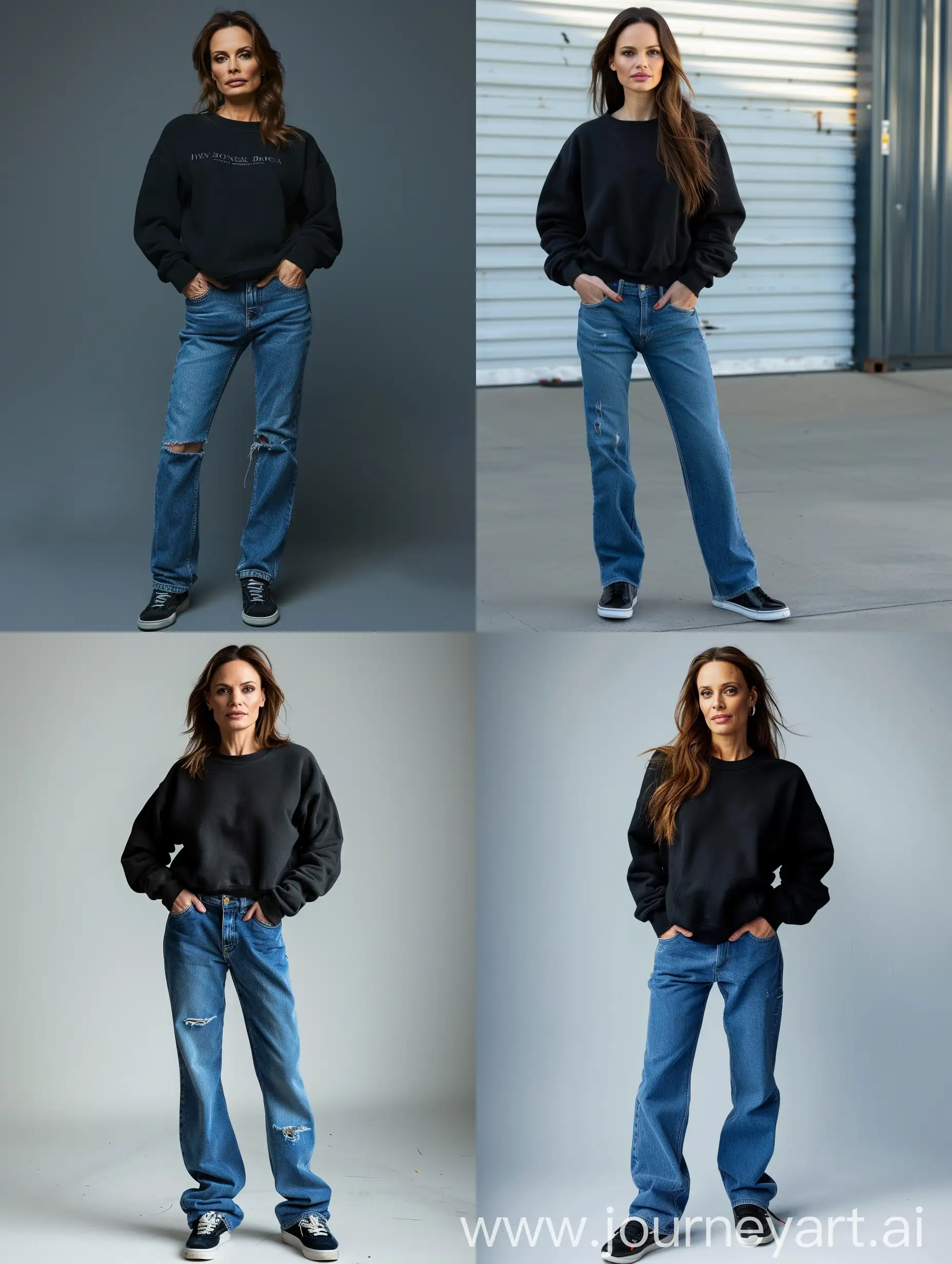 Angelina-Jolie-Poses-in-Stylish-Black-Sweatshirt-and-Blue-Jeans-at-30