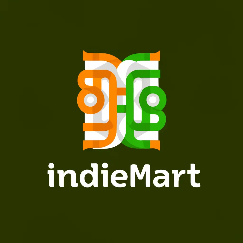 a logo design,with the text "IndieMart", main symbol:IM in indian flag colors,complex,be used in Retail industry,clear background