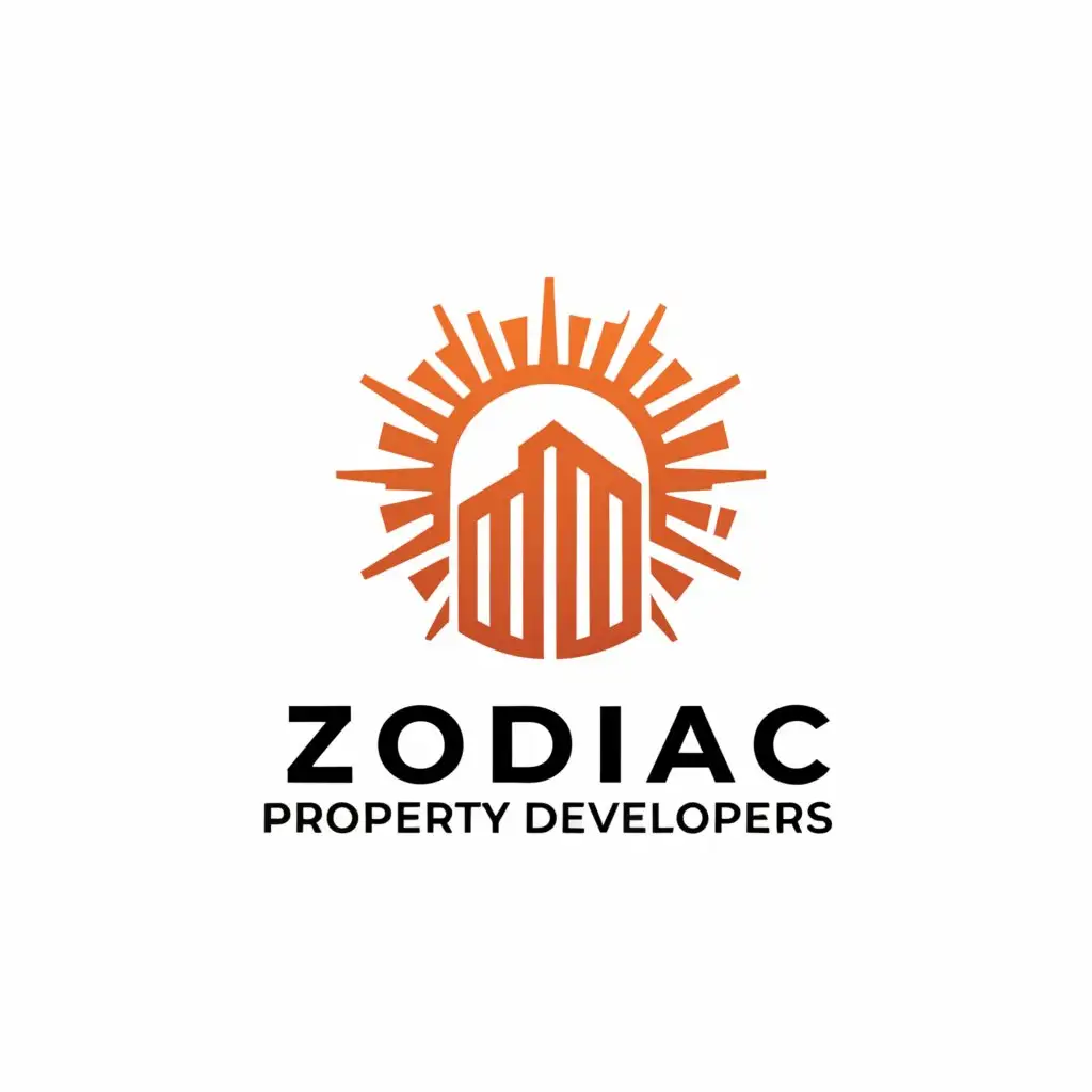 a logo design,with the text "Zodiac Property Developers", main symbol:Building and sun,Minimalistic,be used in Construction industry,clear background