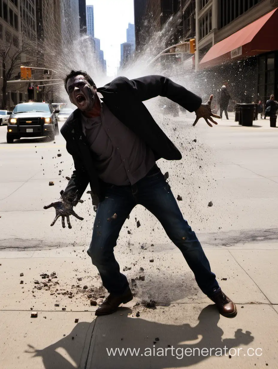 man disintegrating on chicago street