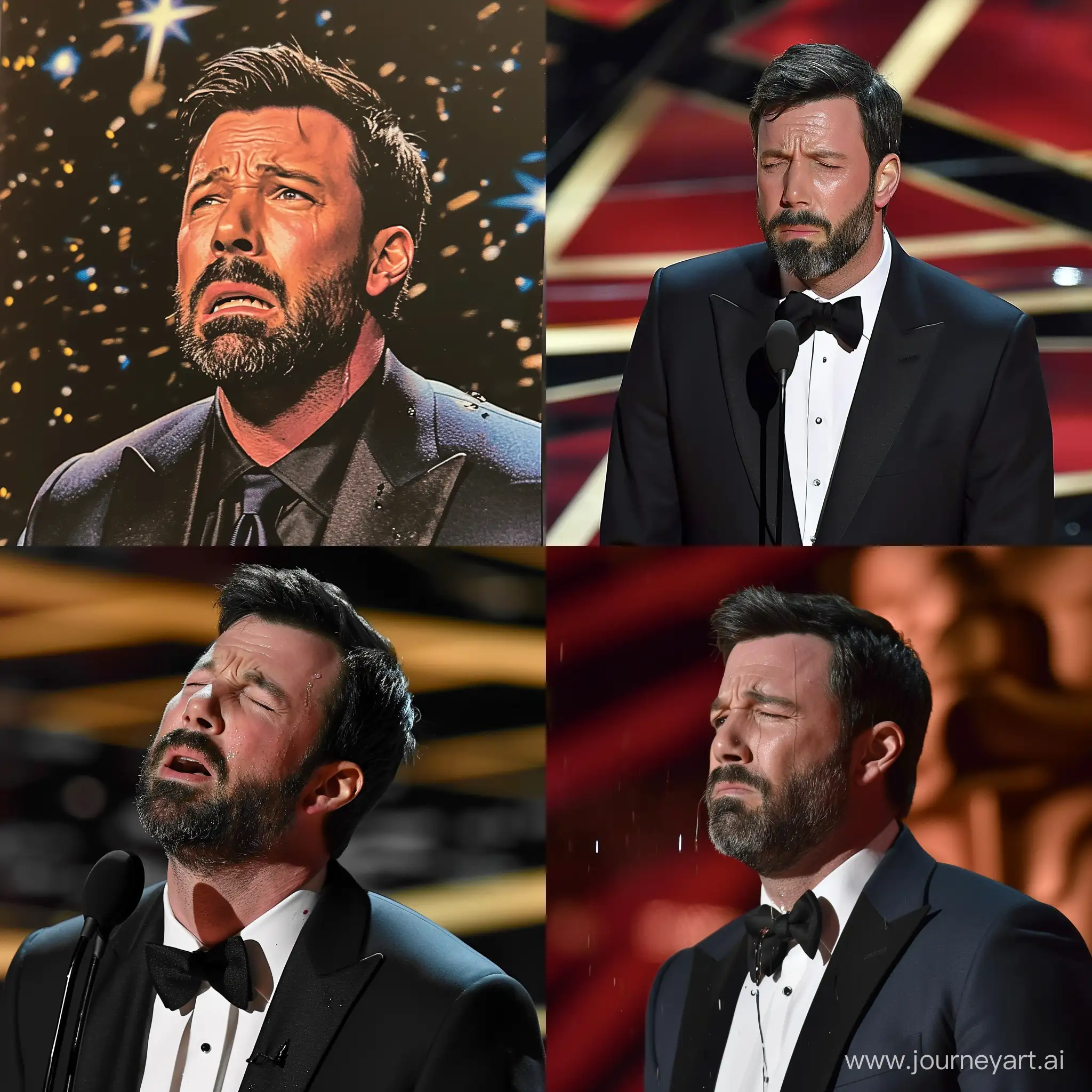 Ben Affleck crying at the Oscars

90's nicklodeon comic style, 

