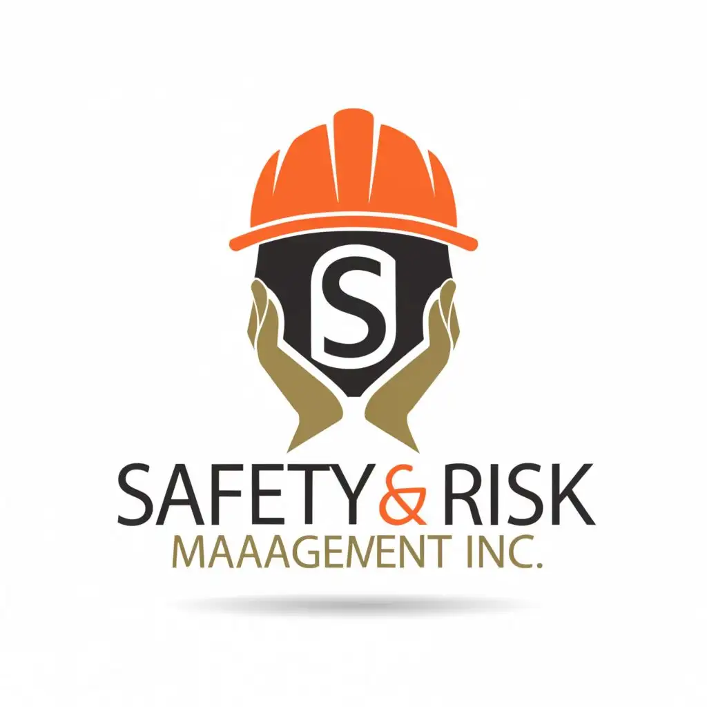 a logo design,with the text "Safety and Risk Management Inc.", main symbol:Safety helmet, S, and hand

,Moderate,be used in Technology industry,clear background