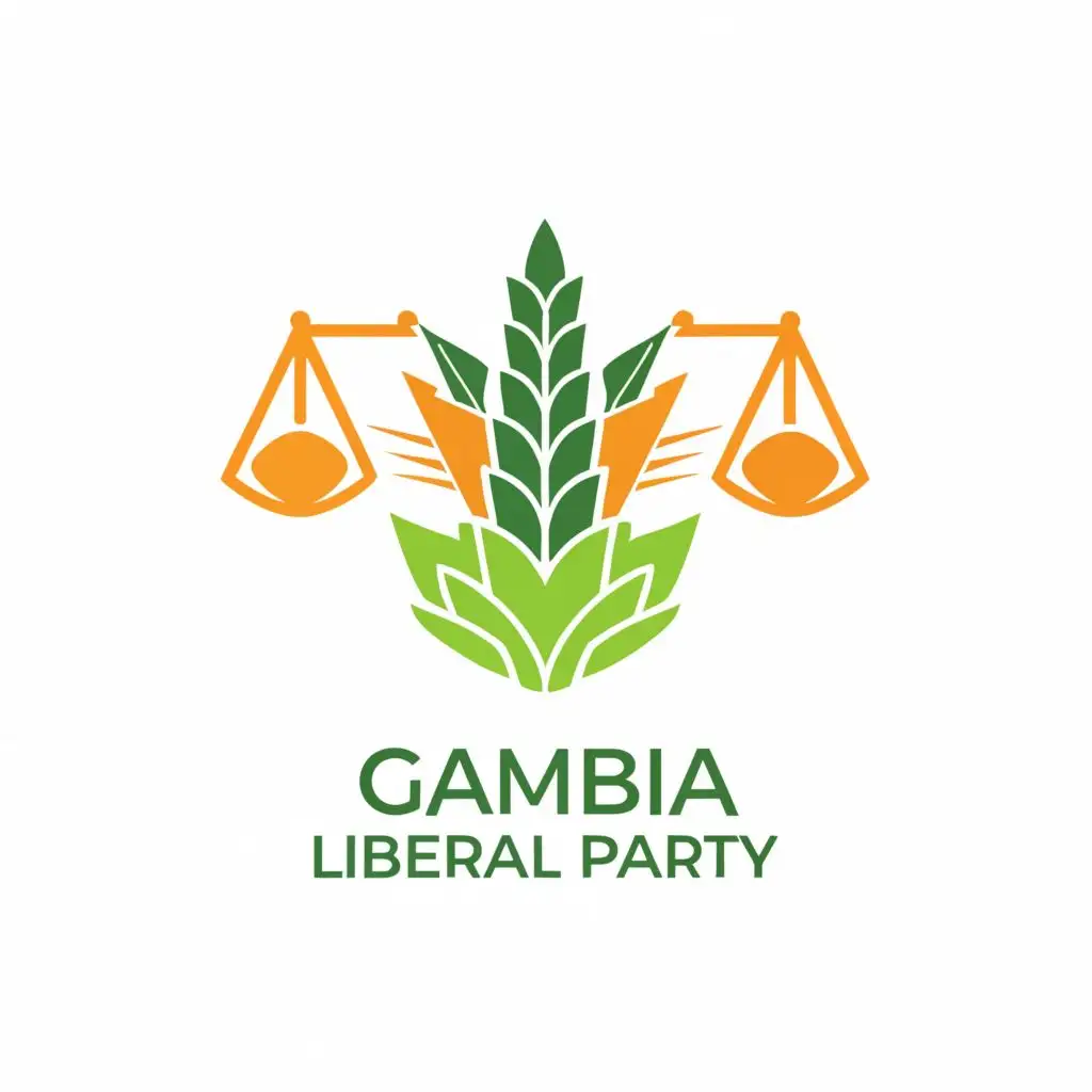 a logo design,with the text "GAMBIA LIBERAL PARTY", main symbol:Green maize and scale,Moderate,clear background