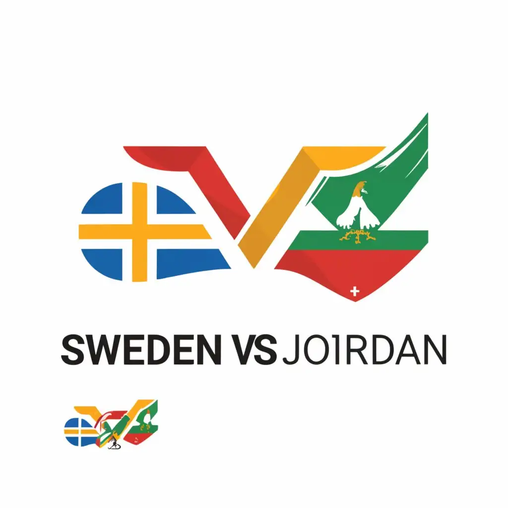 a logo design,with the text "Sweden vs Jordan", main symbol:Flag,Moderate,be used in Education industry,clear background