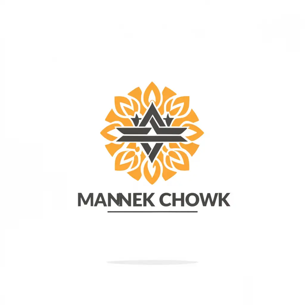 a logo design,with the text "manek chowk", main symbol:center, historic, organised mess, 27*7 business,Minimalistic,clear background