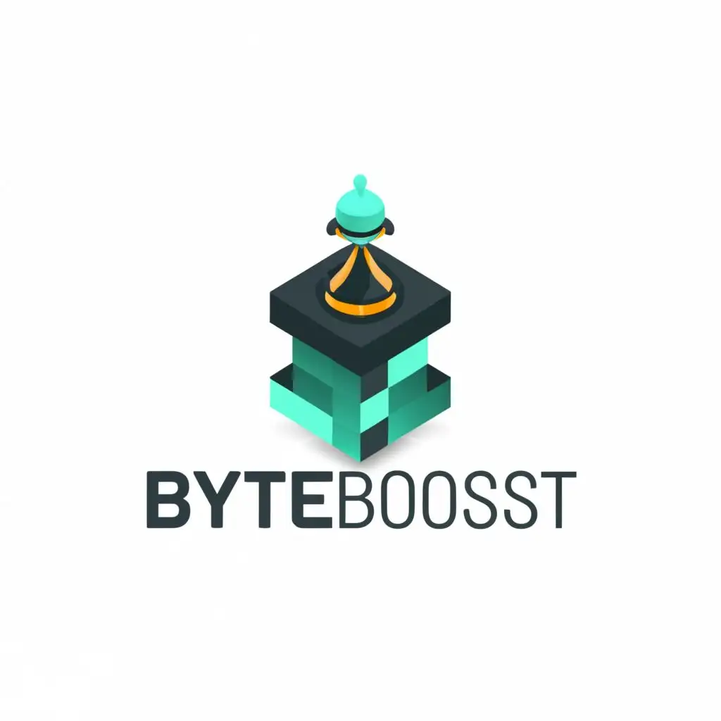 LOGO-Design-for-ByteBoost-Golden-Chessboard-Symbol-in-Gradient-Black-to-Grey-Background-for-Education-Industry