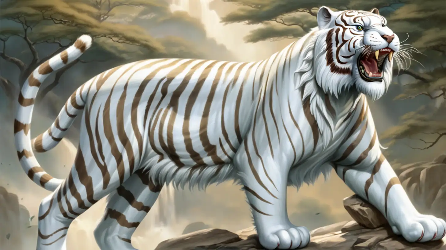 Majestic White Tiger Symbolizing the God of Four Directions in Korean Mythology