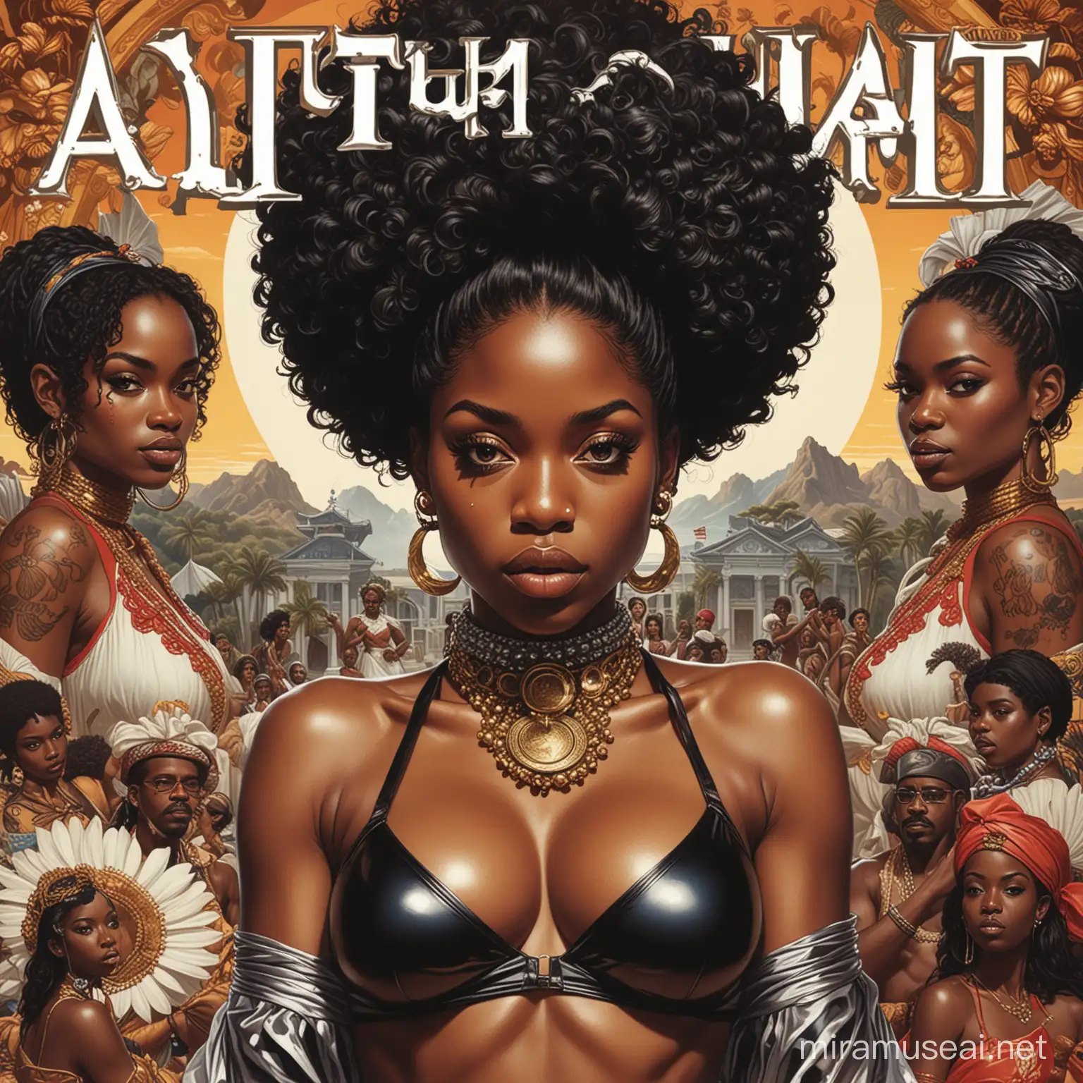 Illustrated Poster for Outkasts Aquemini Album Featuring Beautiful Black Woman