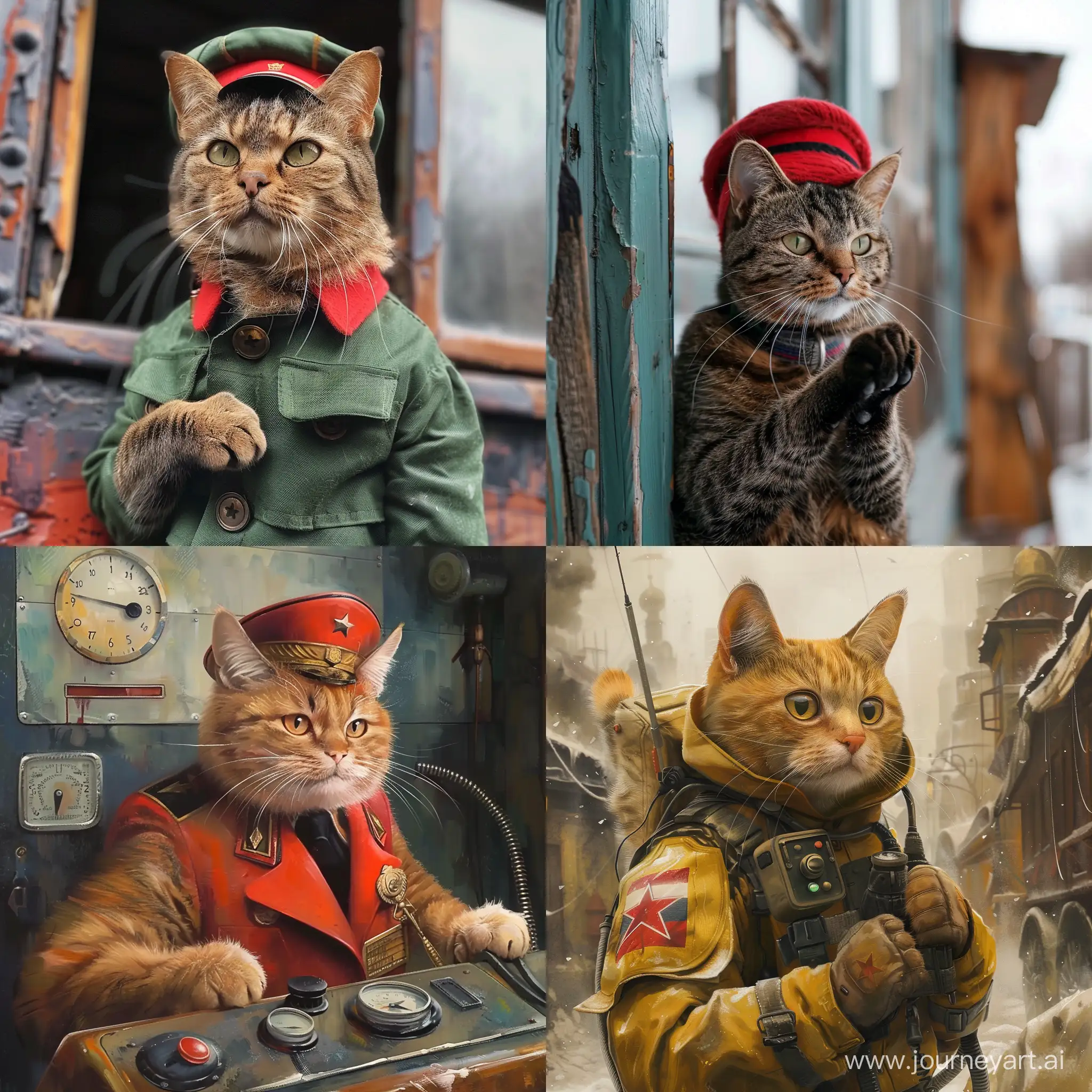 Adorable-Russian-Cat-Signaling-in-Vibrant-Artistic-Display