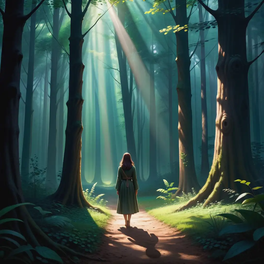Confronting Inner Fears in Tranquil Forest Journey of Personal Growth