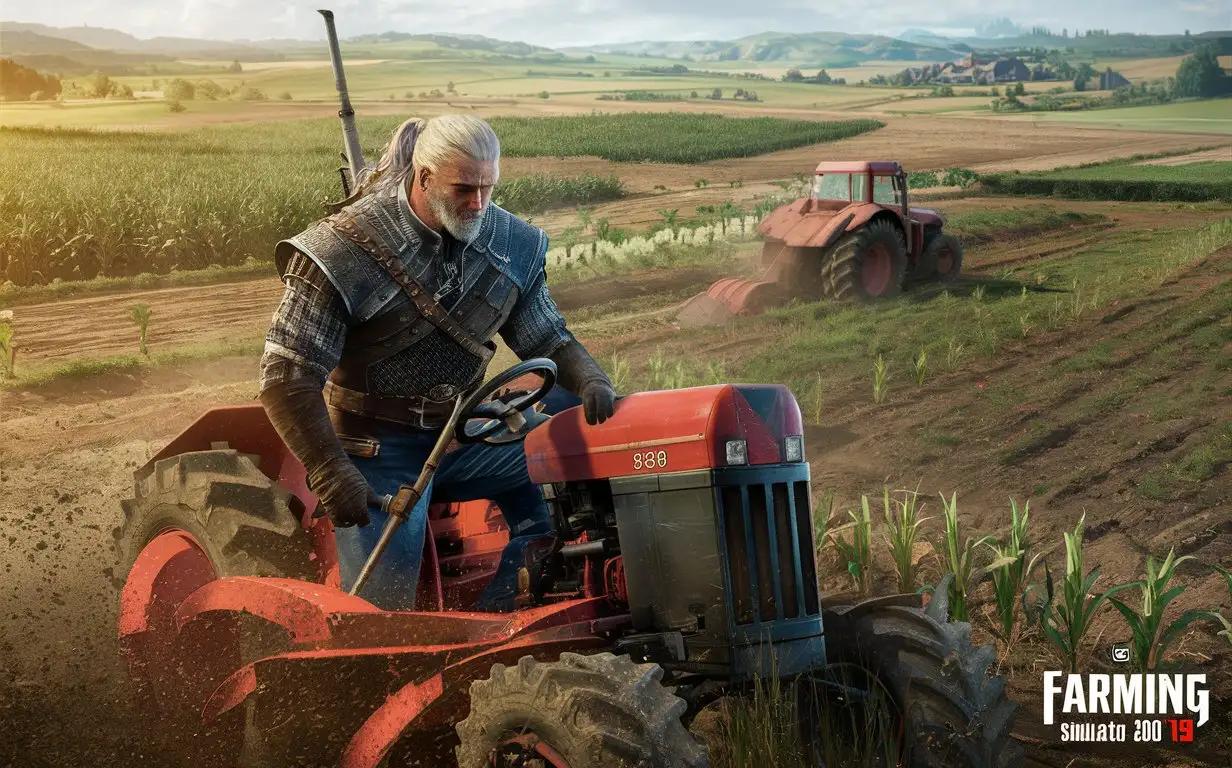 Ведьмак стал фермером и развивает колхоз в игер Farming simulator 2019