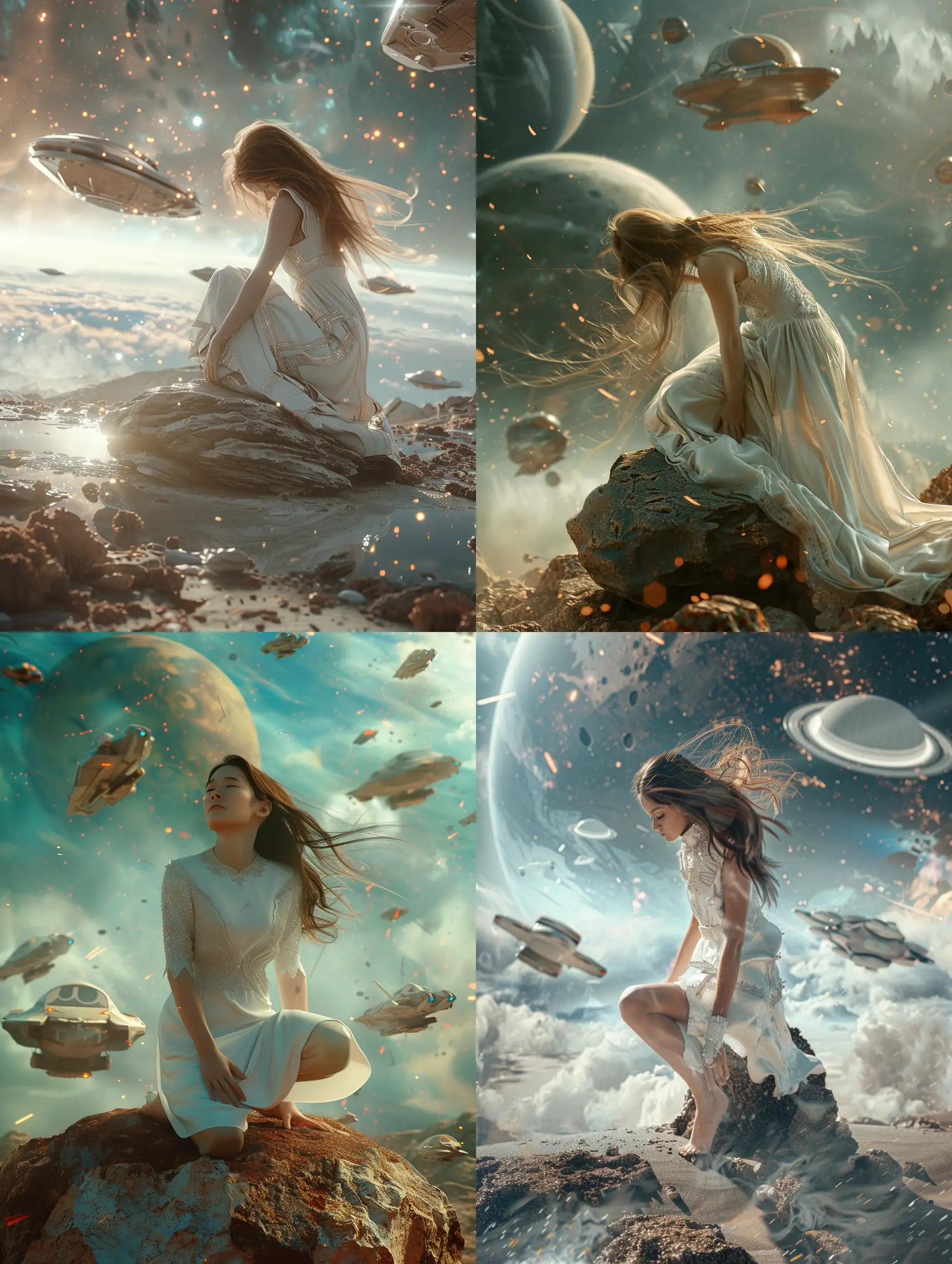 Enchanting-Space-Odyssey-Girl-in-White-Space-Dress-on-a-Surreal-Planet