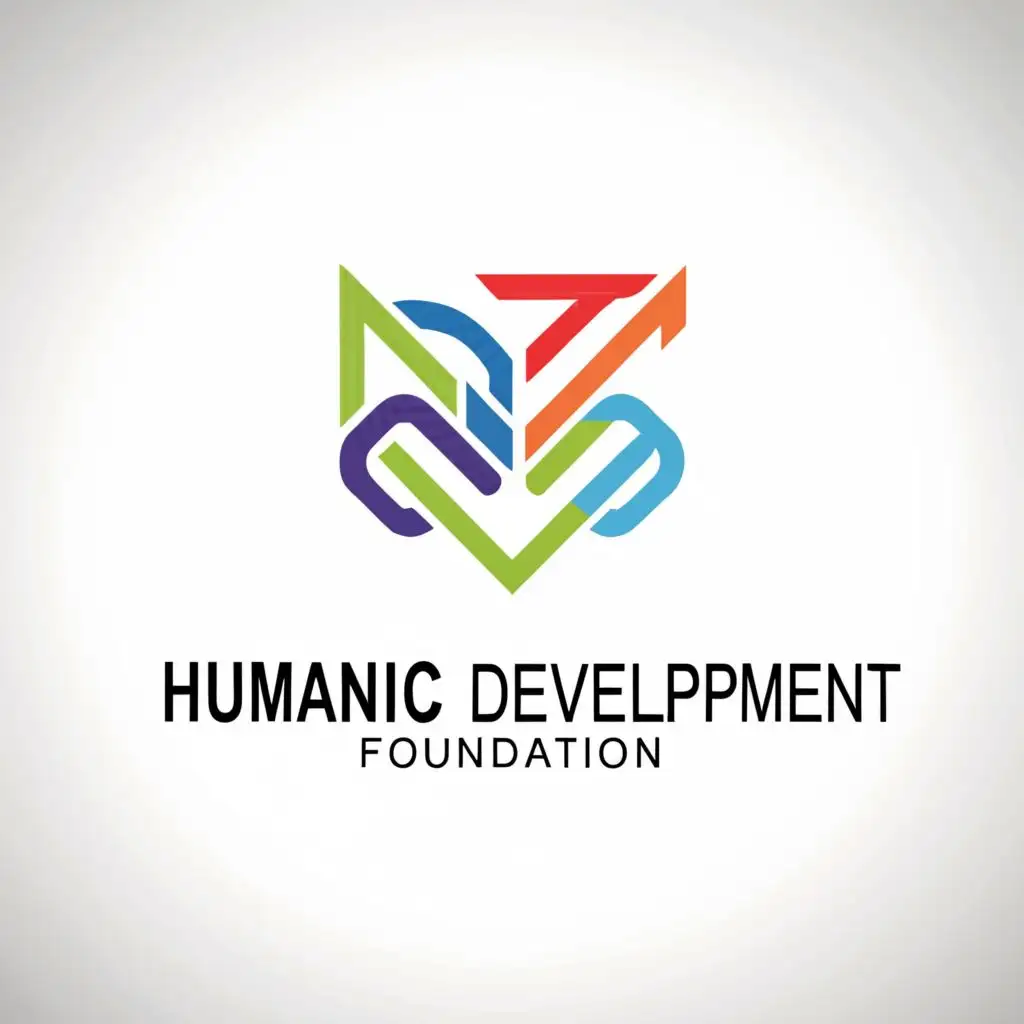 a logo design,with the text "HUMANIC DEVELOPMENT FOUNDATION", main symbol:SOCIAL WORK, JUSTICE, EMPOWERMENT, EMPLOMENT, EXPORT, LEGAL, TECHNOLOGY, NGO, FREEDOM FIGHTER,complex,be used in Nonprofit industry,clear background