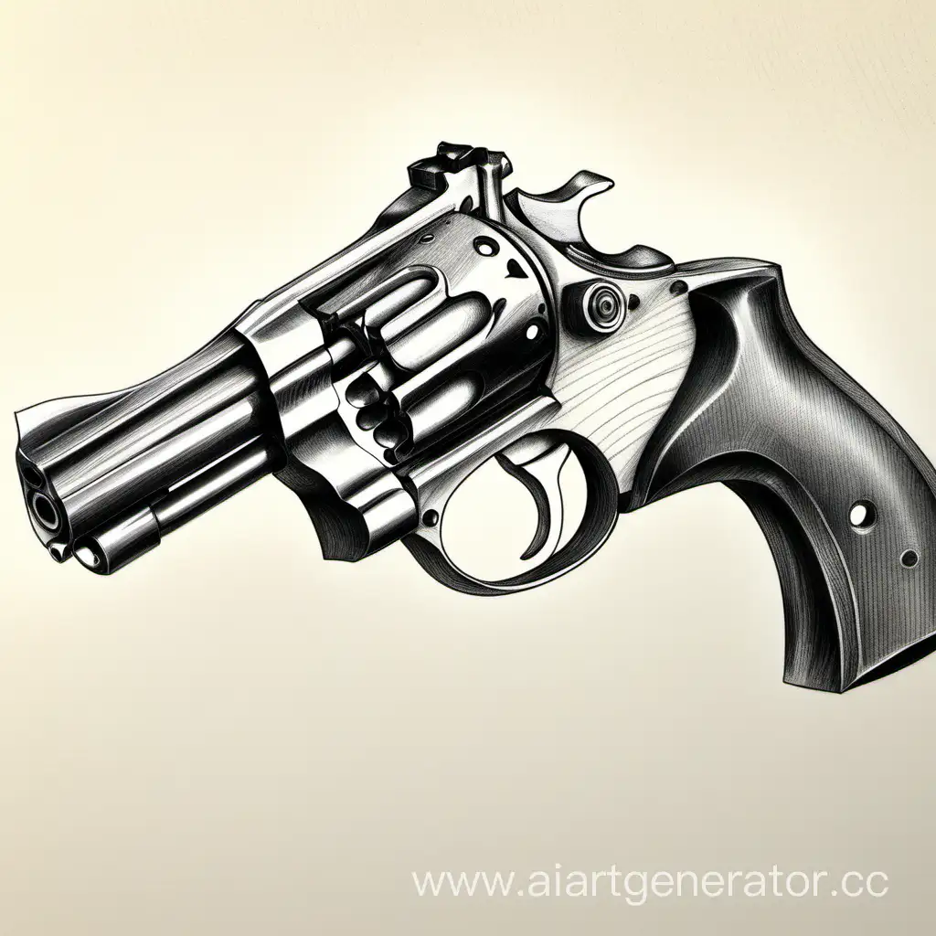 Pencil-Drawing-of-a-Revolver