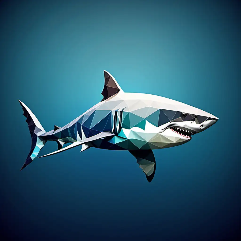 Abstract Polygon Great White Shark Art