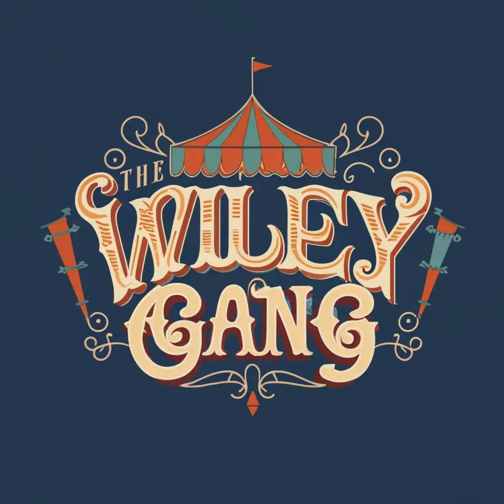logo, Circus, with the text "The Wiley Gang", typography, be used in Education industry