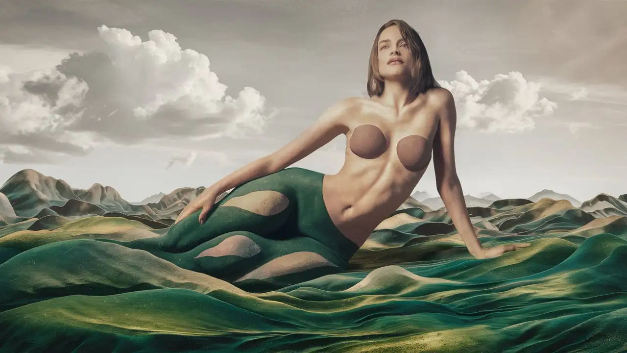 Nude Womans Body as Rolling Landscape Sensual Artistic Interpretation