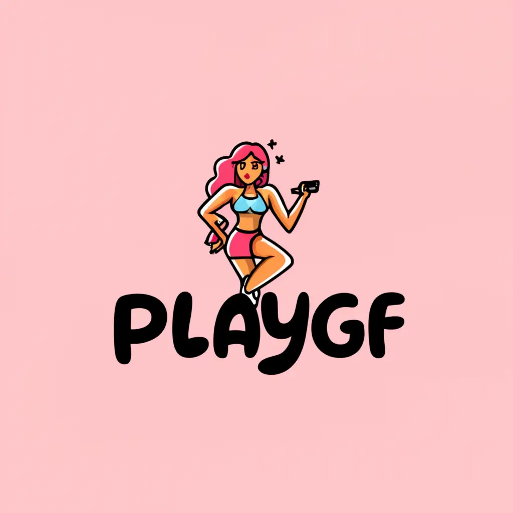 a logo design, with the text 'playgf', main symbol: super short skirt sexy cam girl, Moderate, clear background