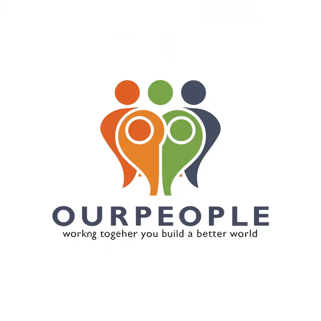 a logo design,with the text "OUR PEOPLE", main symbol:People, who make the world better, common gouls, and solving problems,Moderate,be used in Real Estate industry,clear background