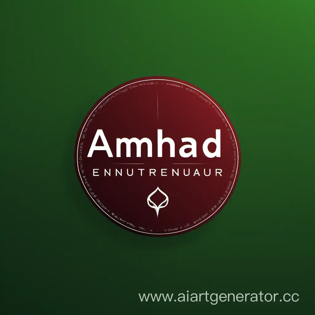 Логотип, текст:"Амхад", препринимателя, зелёный, тёмно-красный