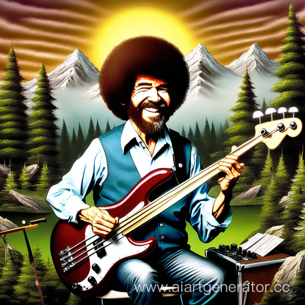 Bob Ross playing bass