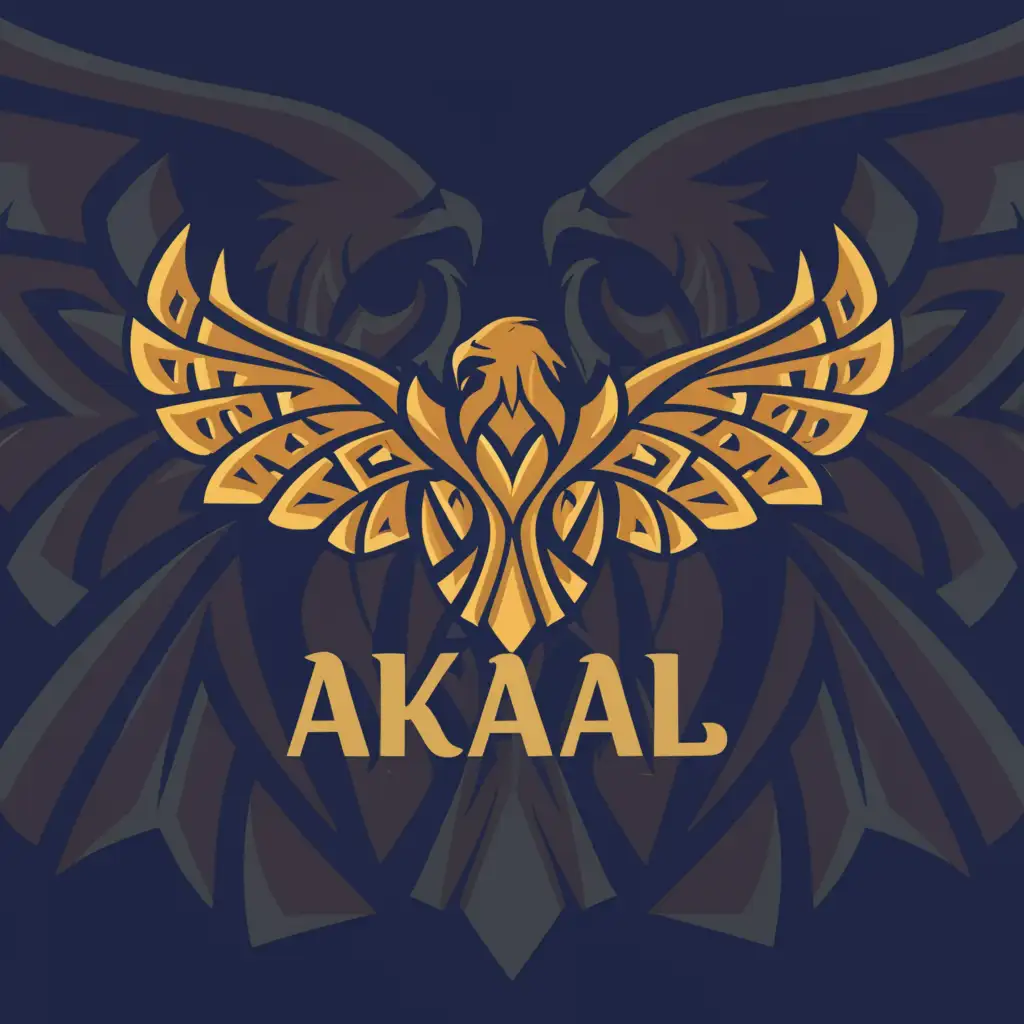 a logo design,with the text "Akaal", main symbol:an eagle,complex,clear background