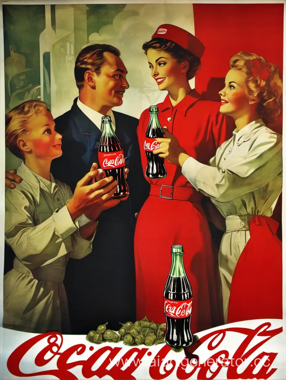  плакат времен ссср с рекламой кока колы

