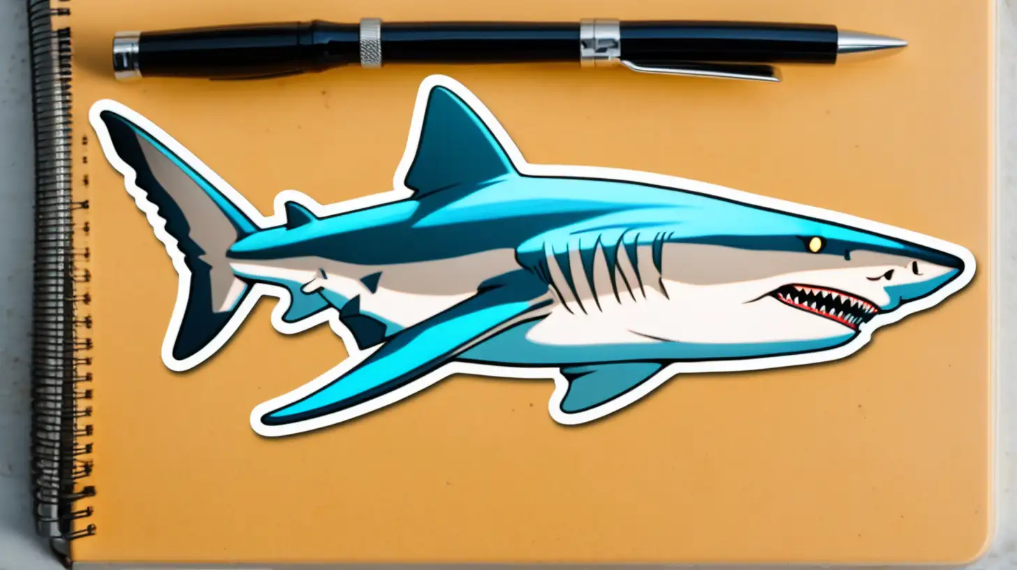 Majestic Tiger Shark Underwater Sticker for Ocean Enthusiasts