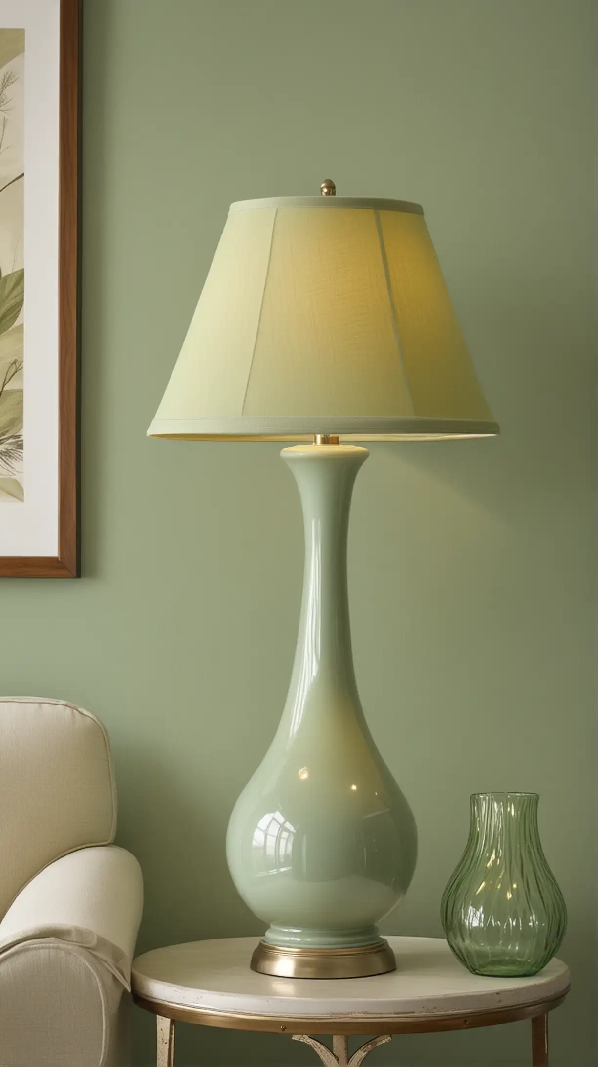 Create picture for Sage Green Living Room and make sure it should be attractive and realistic. Make sure that every single object in the picture should be clear means full overview of the idea not a single object. Here's the idea to create the picture [Statement Lighting

I chose a statement light fixture with hints of sage green. Whether it’s a chandelier with green glass or a lampshade in sage fabric, this subtle addition enhances the room's aesthetic and ties in with the overall color theme.]