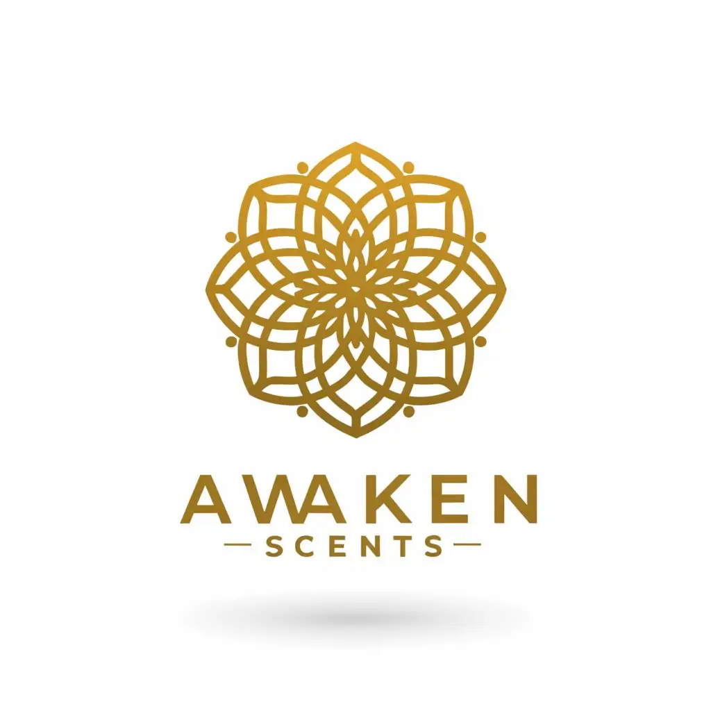 a logo design,with the text "Awaken Scents", main symbol:Gold Mandala Pattern,Minimalistic,be used in Retail industry,clear background