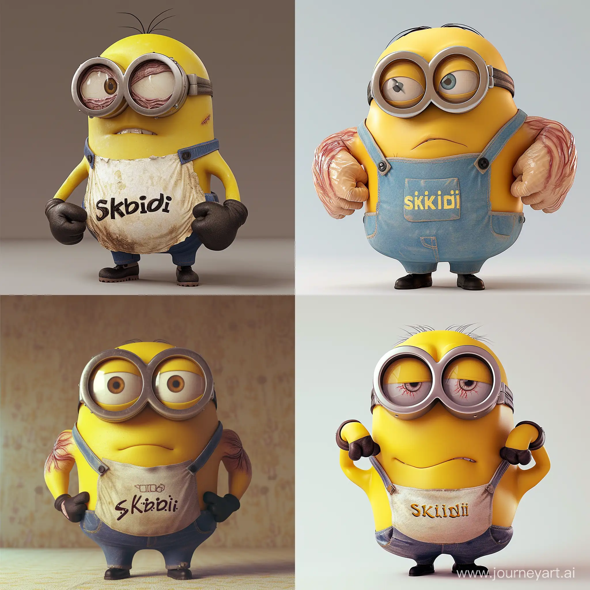 Muscular-Minion-in-Skibidi-TShirt-Animated-Despicable-Me-Character